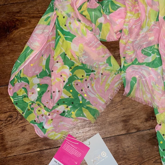 NWT Lilly Pulitzer for Target Fan Dance Flamingo Scarf - Picture 4 of 8